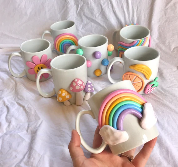 Handcrafted 3D Clay Art Ceramic Mug