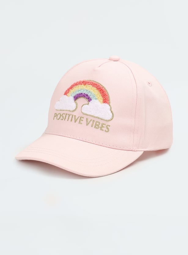 Pink “Positive Vibes” Rainbow Embroidered Cap