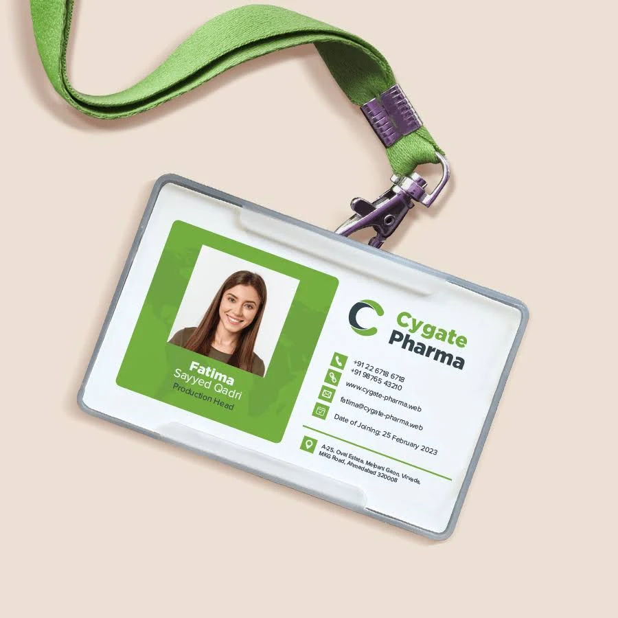 Professional ID Card Holder with Red Lanyard